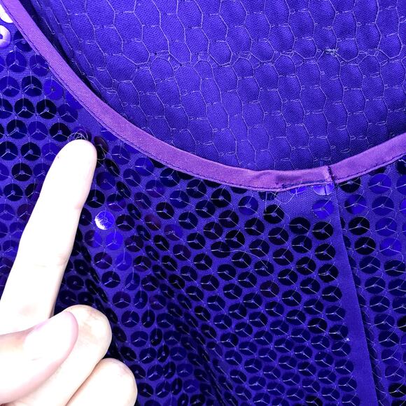 Claudine Bueche Sequin Dress 12 Scoop Neck Open Back Sleeveless Cocktail Purple - Picture 6 of 8